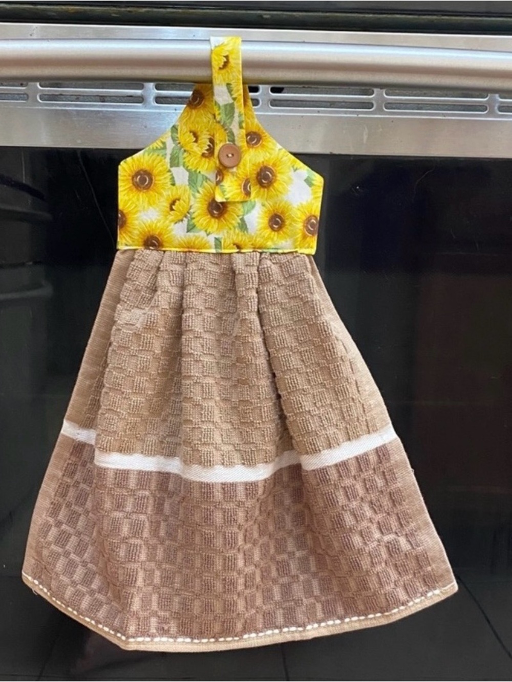 🌻 Handmade Sunflower Kitchen Set – 1 Towel + 5 Crochet Coasters | 6-Piece Set